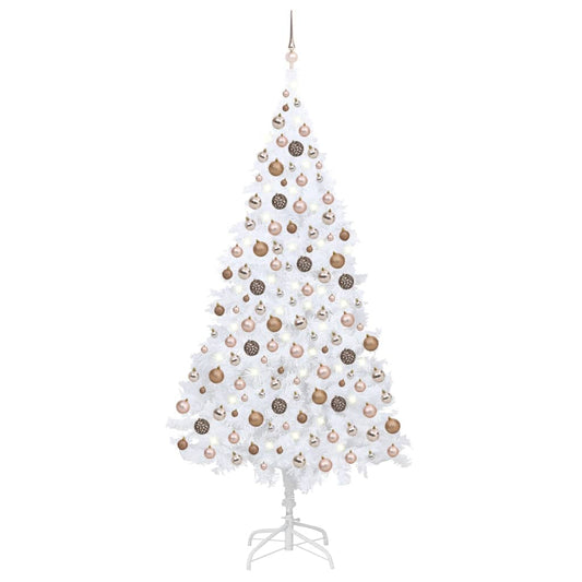 vidaXL Árbol de Navidad preiluminado con luces y bolas blanco 240 cm