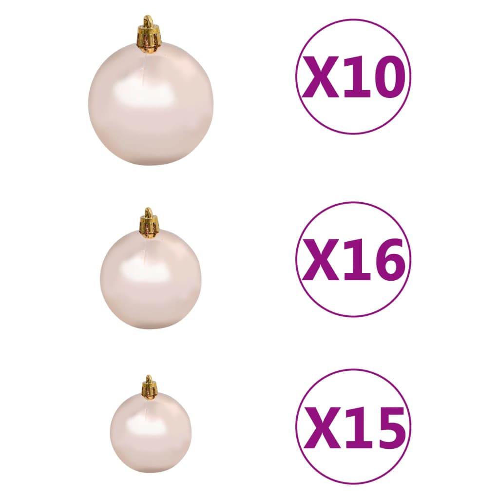 vidaXL Árbol de Navidad preiluminado con luces y bolas blanco 240 cm