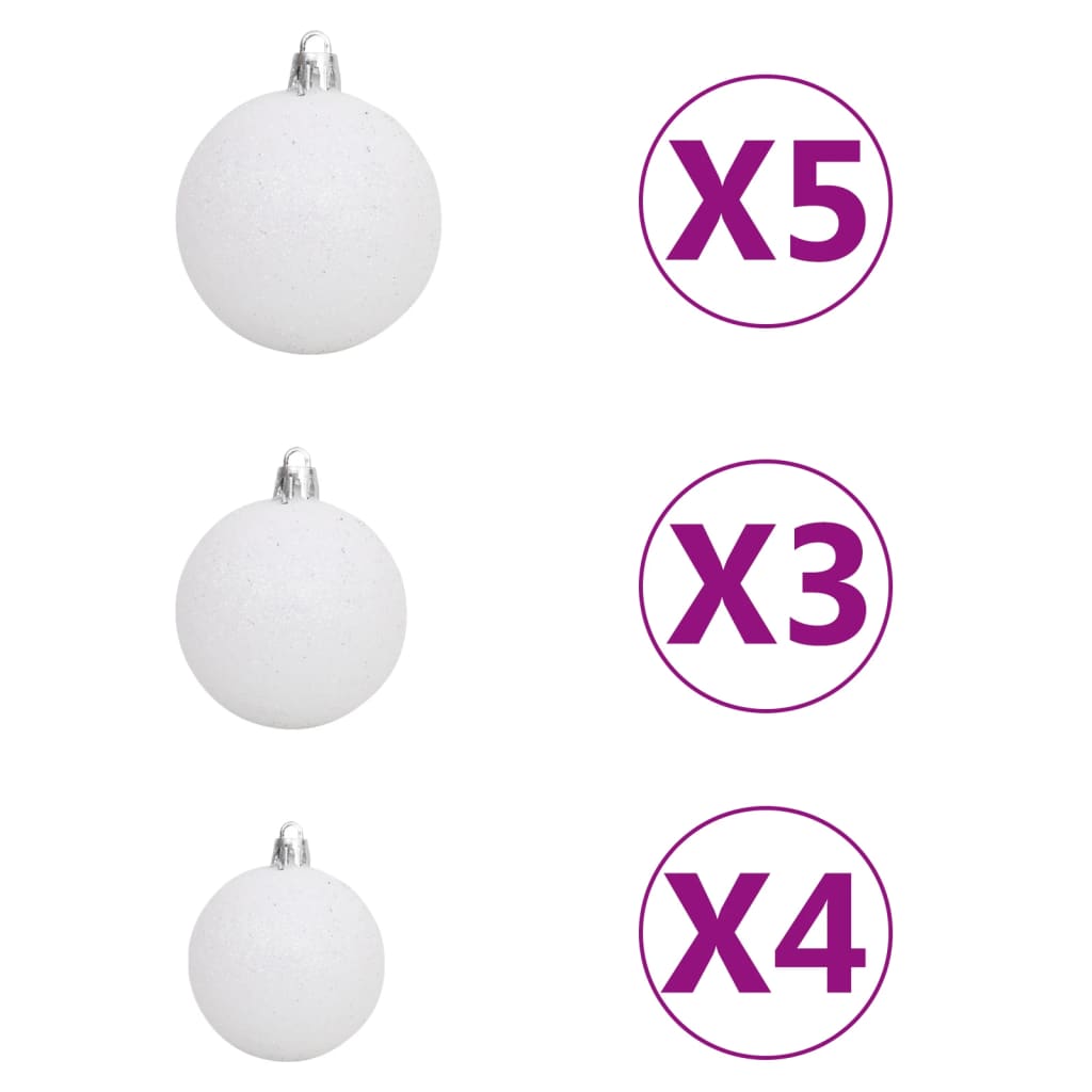 vidaXL Medio árbol de Navidad con luces y bolas verde 120 cm