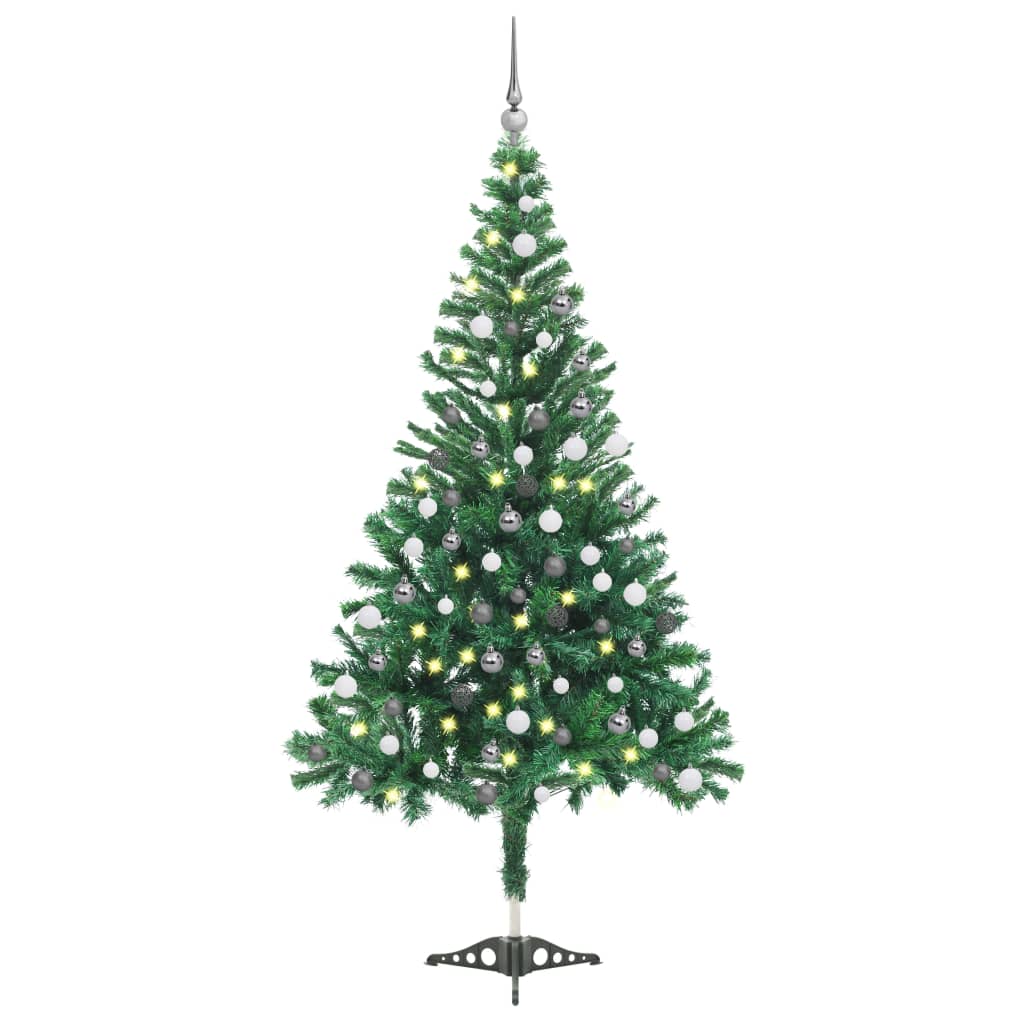 vidaXL Árbol de Navidad artificial con luces y bolas 230 ramas 120 cm