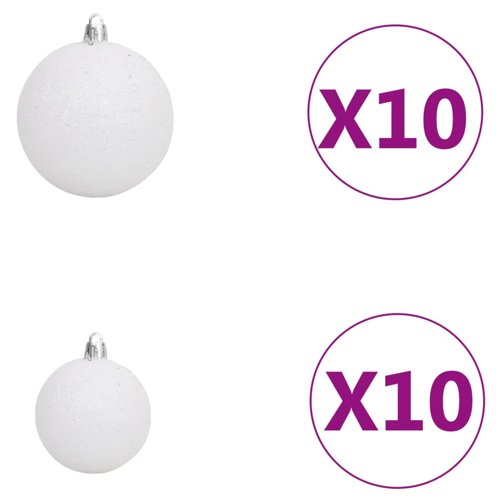 vidaXL Árbol de Navidad preiluminado con luces y bolas blanco 240 cm