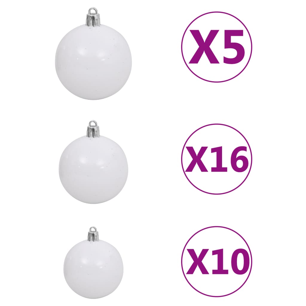 vidaXL Árbol de Navidad preiluminado con luces y bolas blanco 240 cm