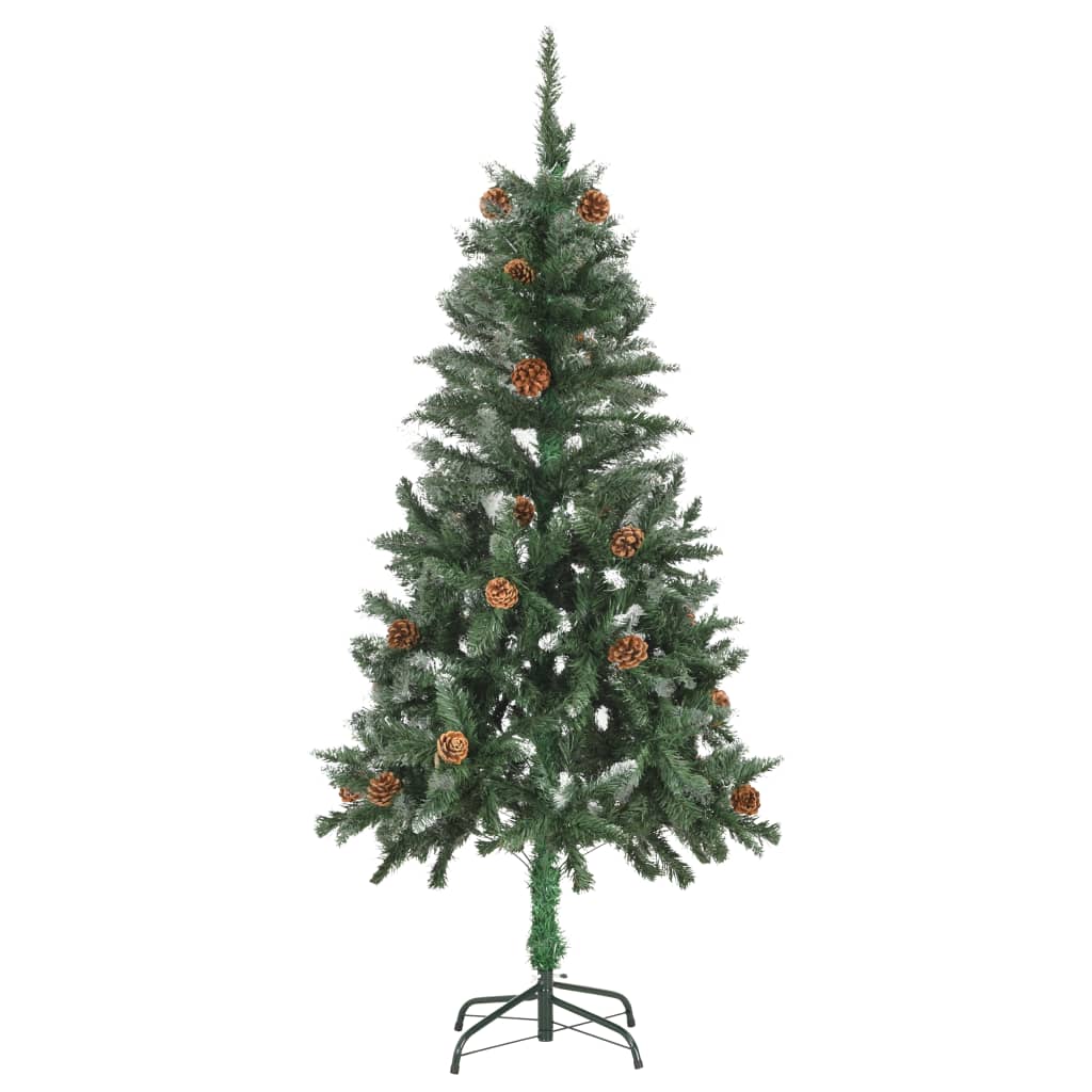 vidaXL Árbol de Navidad artificial iluminado con luces y piñas 150 cm