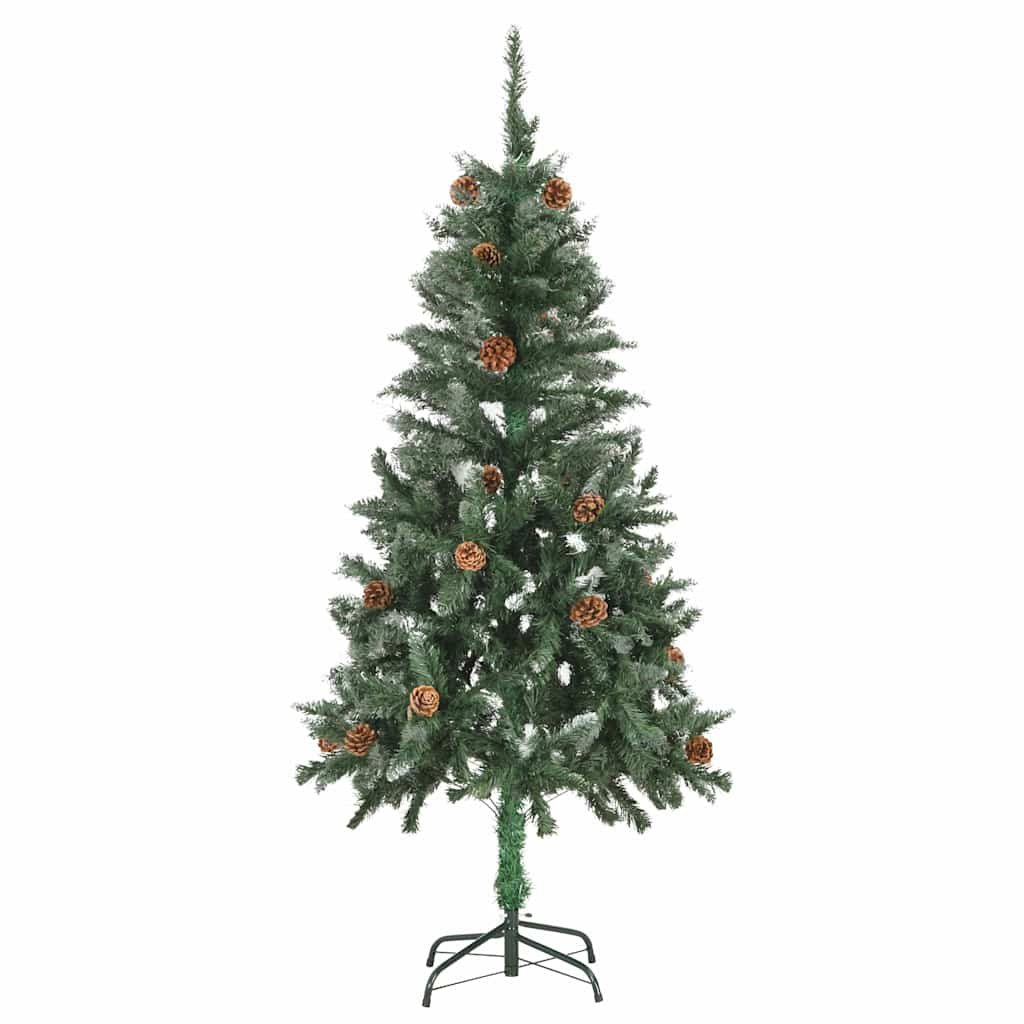 vidaXL Árbol de Navidad helado con luces, bolas y piñas 150 cm