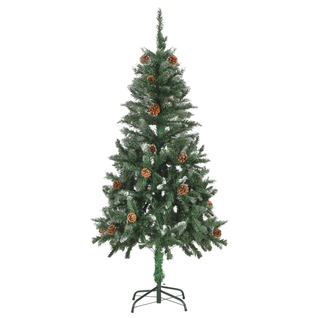 vidaXL Árbol de Navidad preiluminado con luces, bolas y piñas 150 cm