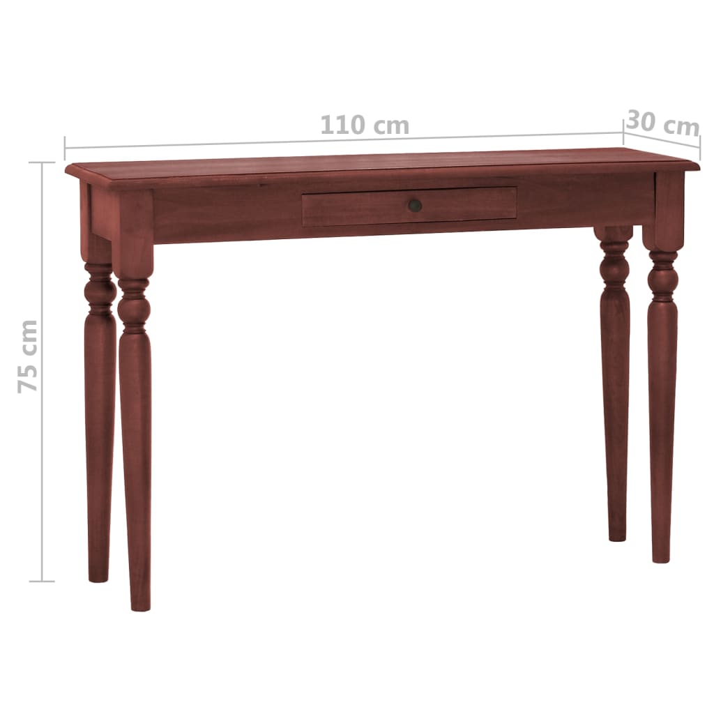 vidaXL Mesa consola clásica de madera maciza caoba marrón 110x30x75cm