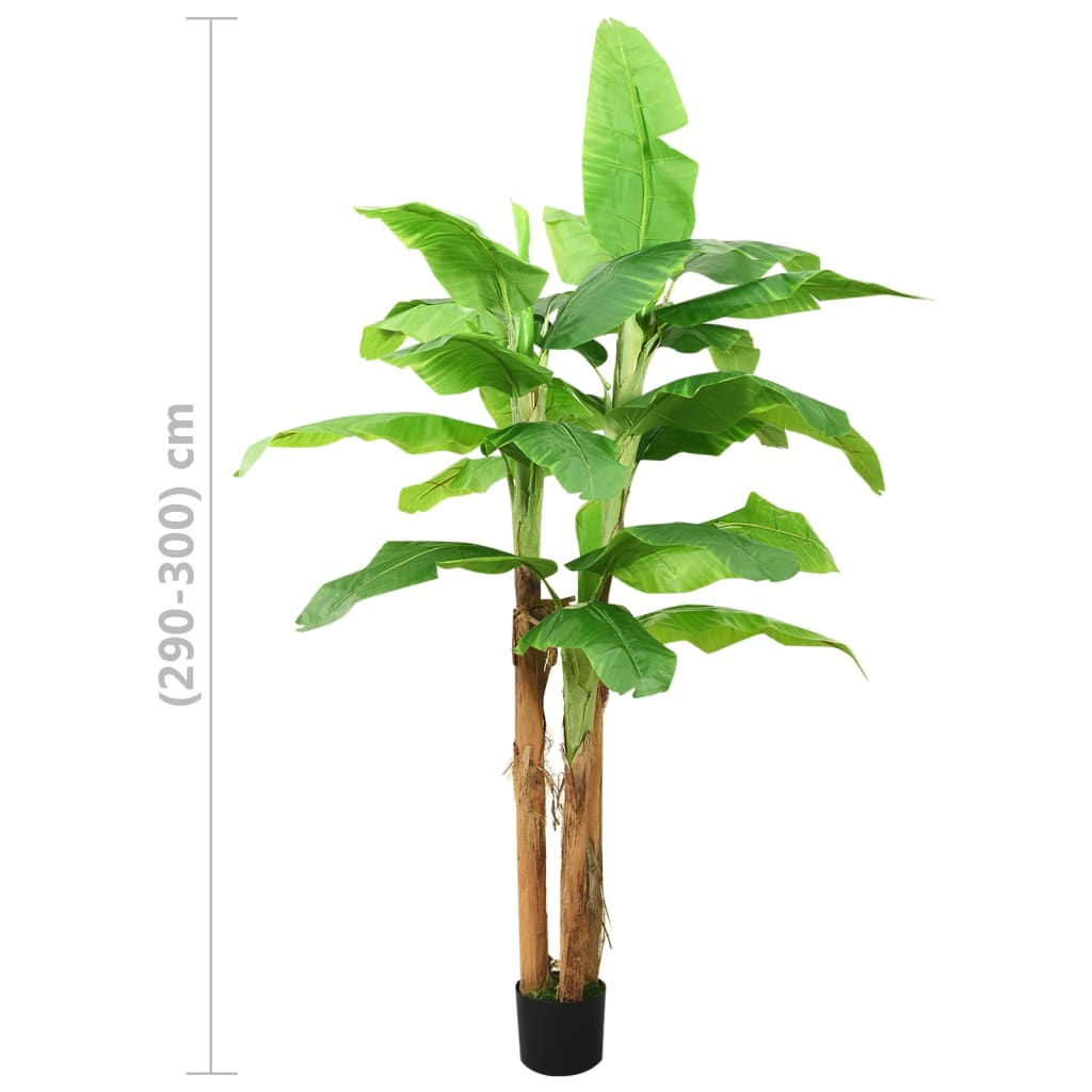 vidaXL Árbol bananero artificial con macetero 300 cm verde