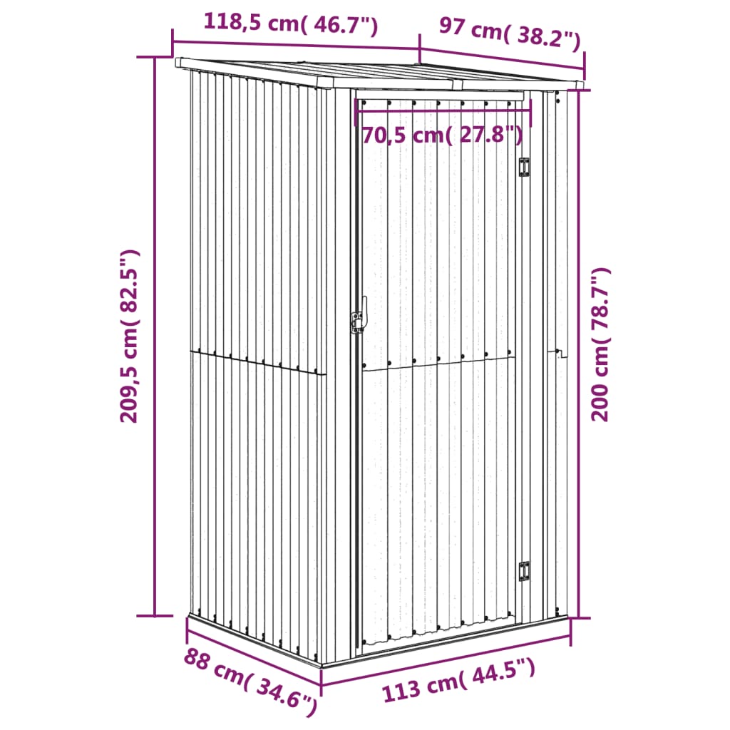 vidaXL Cobertizo de jardín acero galvanizado verde 118,5x97x209,5 cm