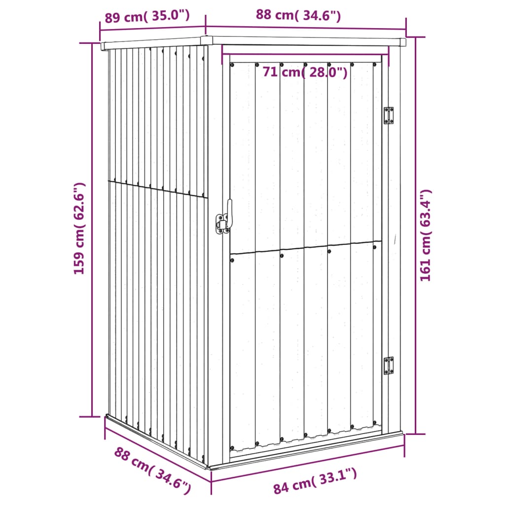 vidaXL Cobertizo de herramientas jardín acero galvanizado 88x89x161 cm