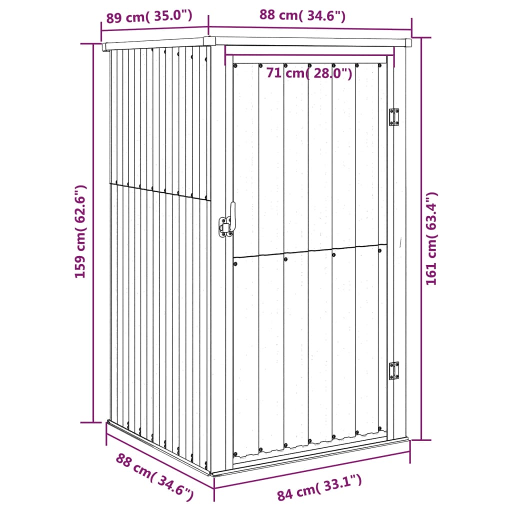 vidaXL Cobertizo de herramientas jardín acero galvanizado 88x89x161 cm