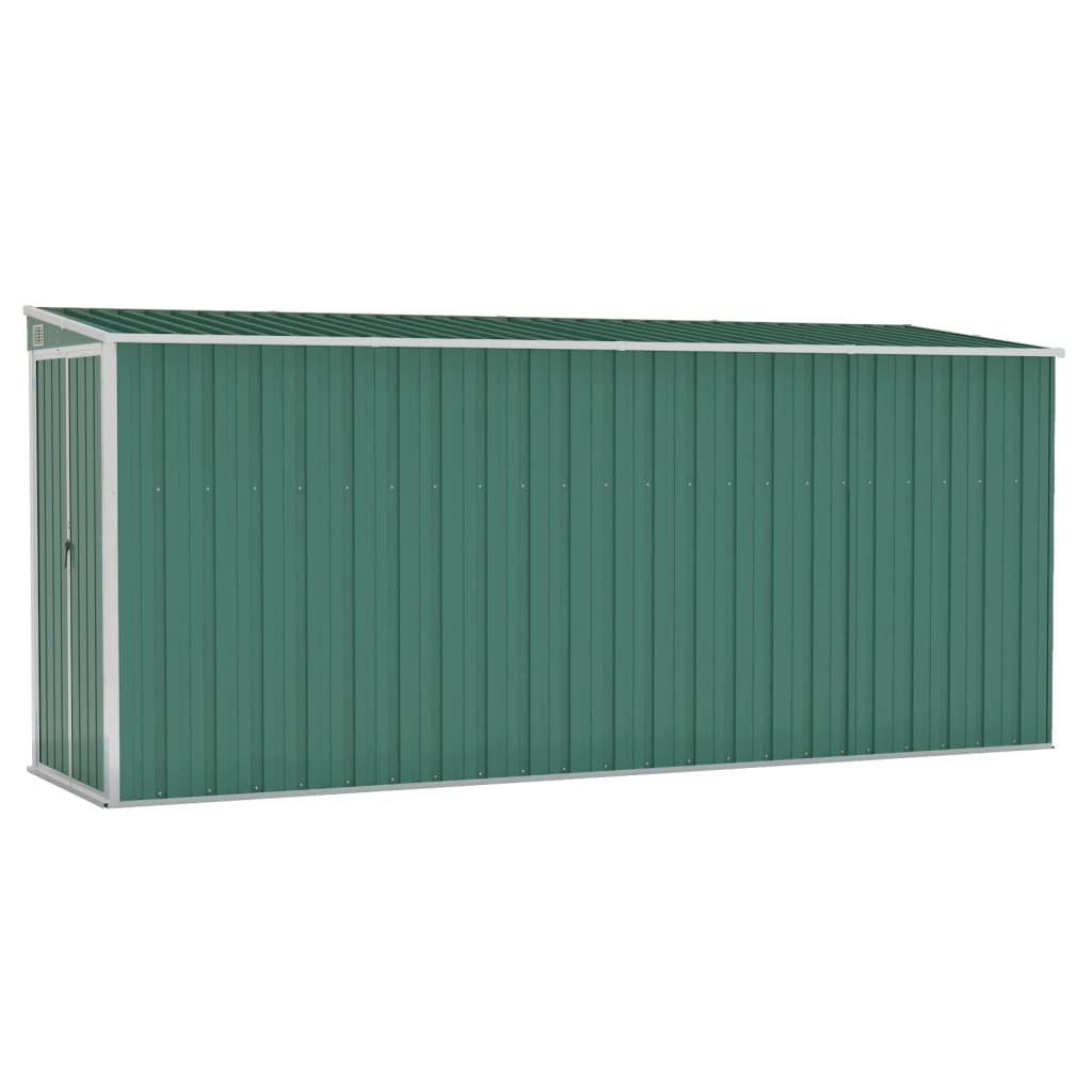 vidaXL Cobertizo jardín pared acero galvanizado verde 118x382x178 cm