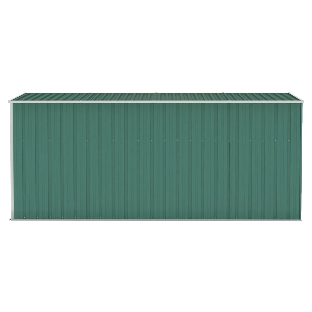 vidaXL Cobertizo jardín pared acero galvanizado verde 118x382x178 cm