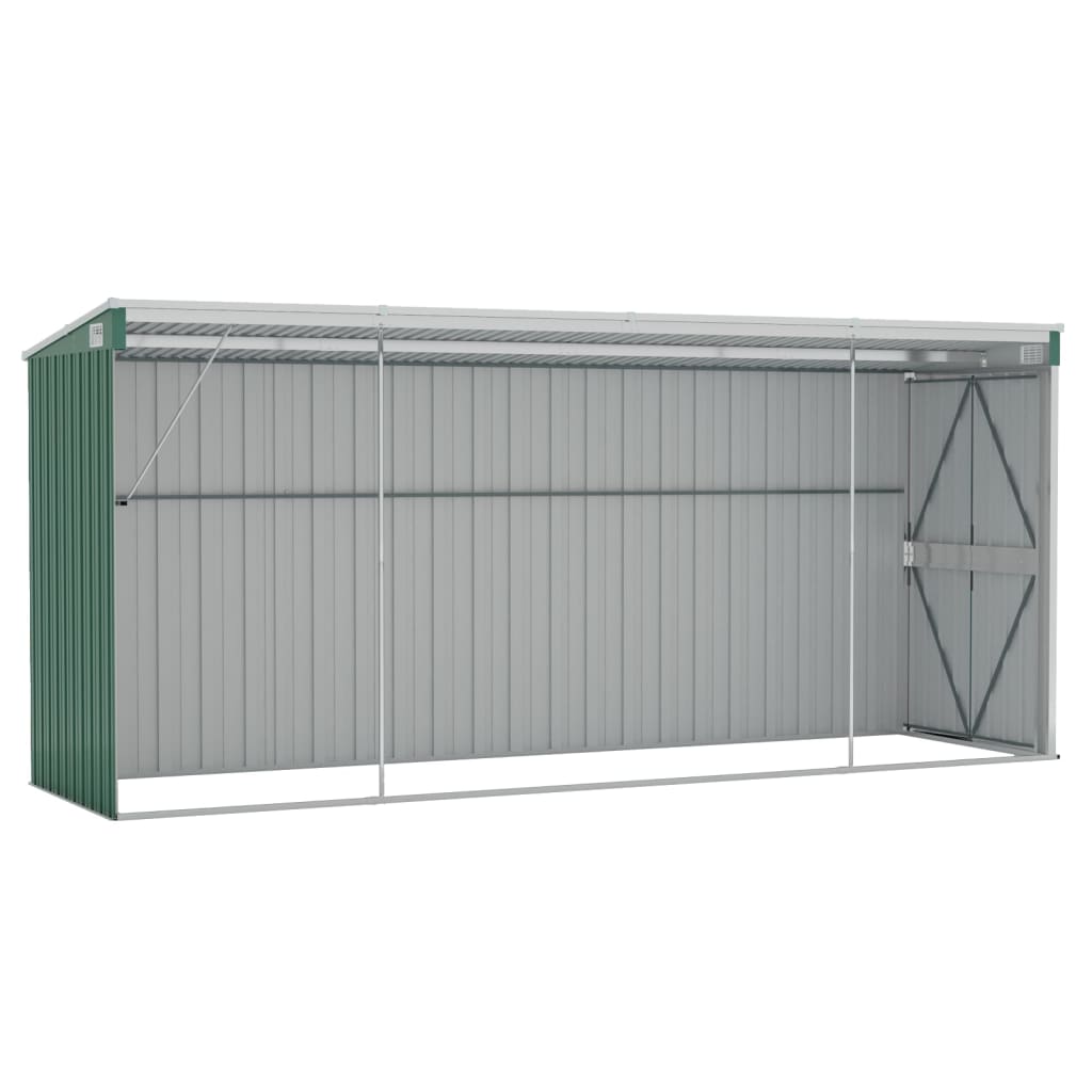 vidaXL Cobertizo jardín pared acero galvanizado verde 118x382x178 cm