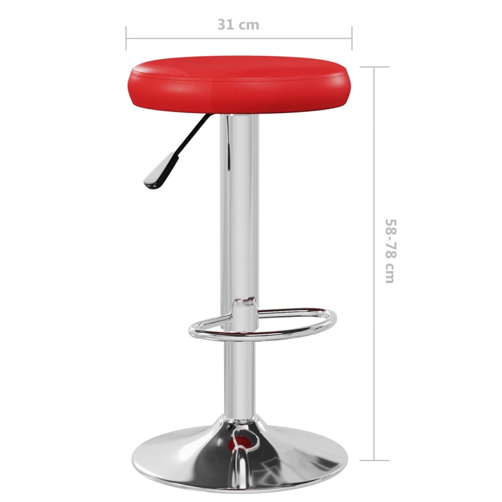 vidaXL Taburetes de cocina 2 unidades cuero sintético rojo