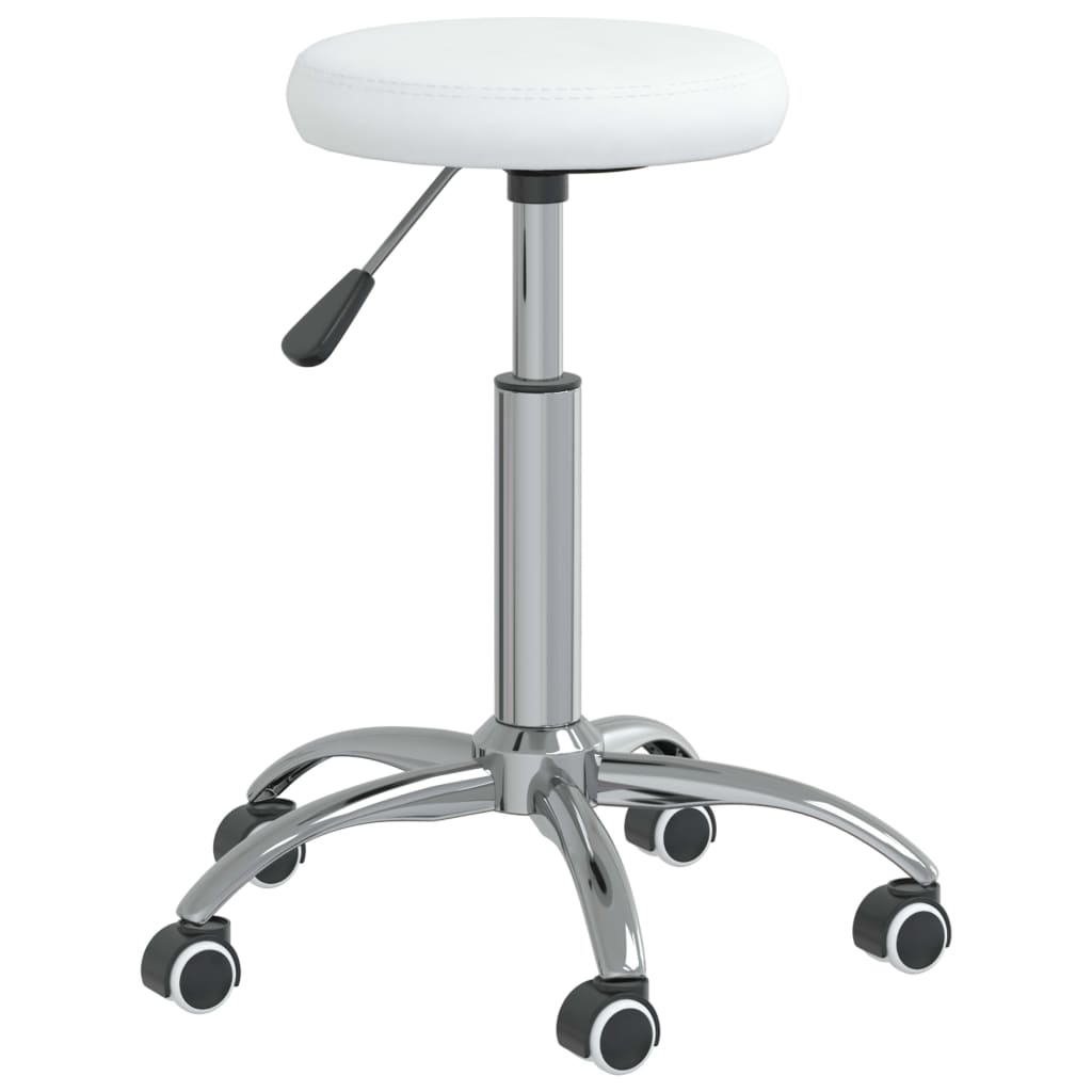 vidaXL Silla de oficina giratoria de cuero sintético blanco