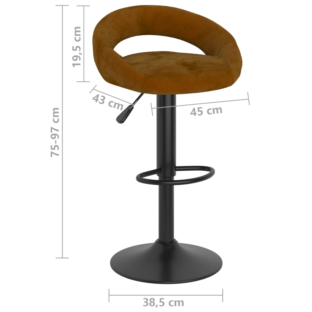 vidaXL Taburetes de cocina 2 unidades terciopelo marrón