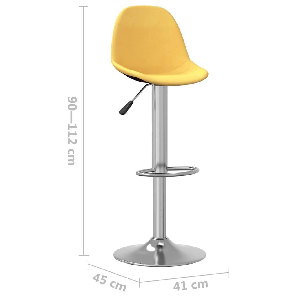 vidaXL Taburetes de cocina 2 unidades tela amarillo mostaza