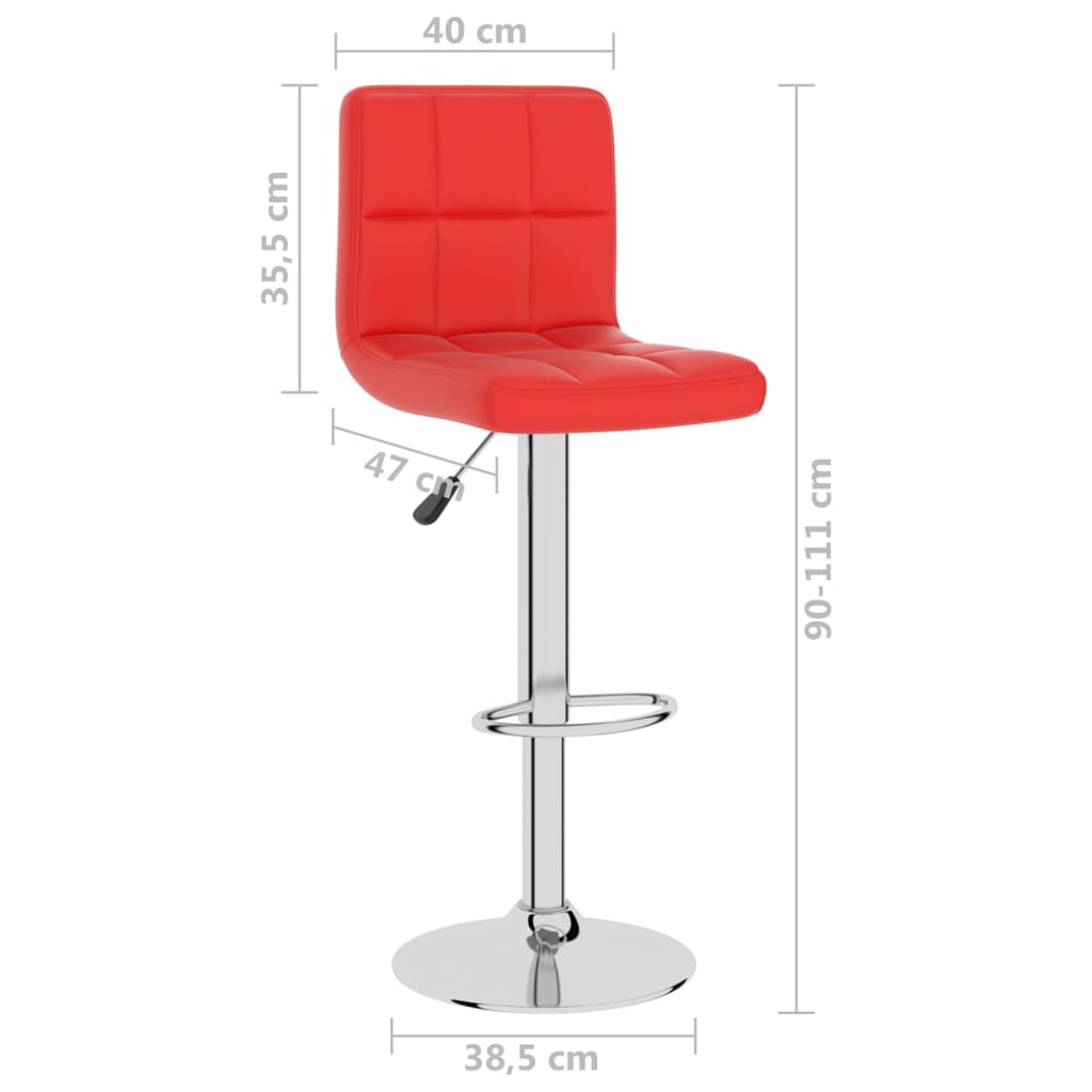 vidaXL Taburete de cocina cuero sintético rojo