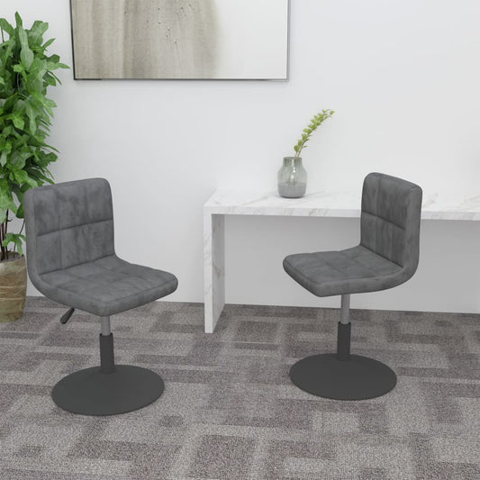 vidaXL Sillas de comedor giratorias 2 unidades terciopelo gris oscuro