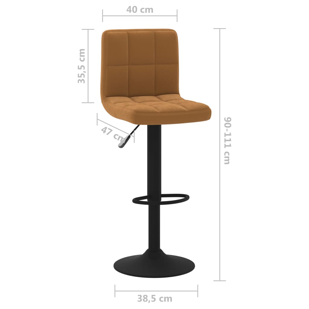 vidaXL Taburetes de cocina 2 unidades terciopelo marrón