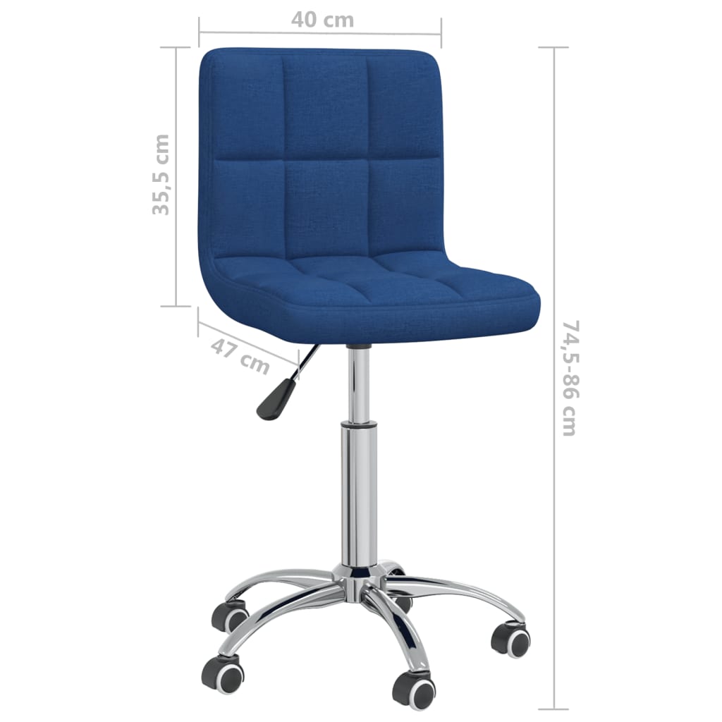 vidaXL Silla de oficina giratoria de tela azul