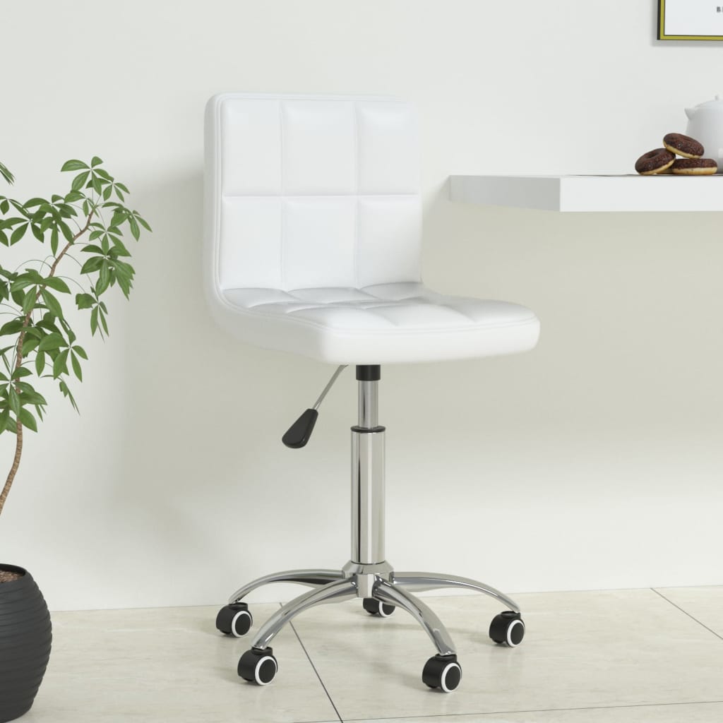 vidaXL Silla de oficina giratoria de cuero sintético blanco