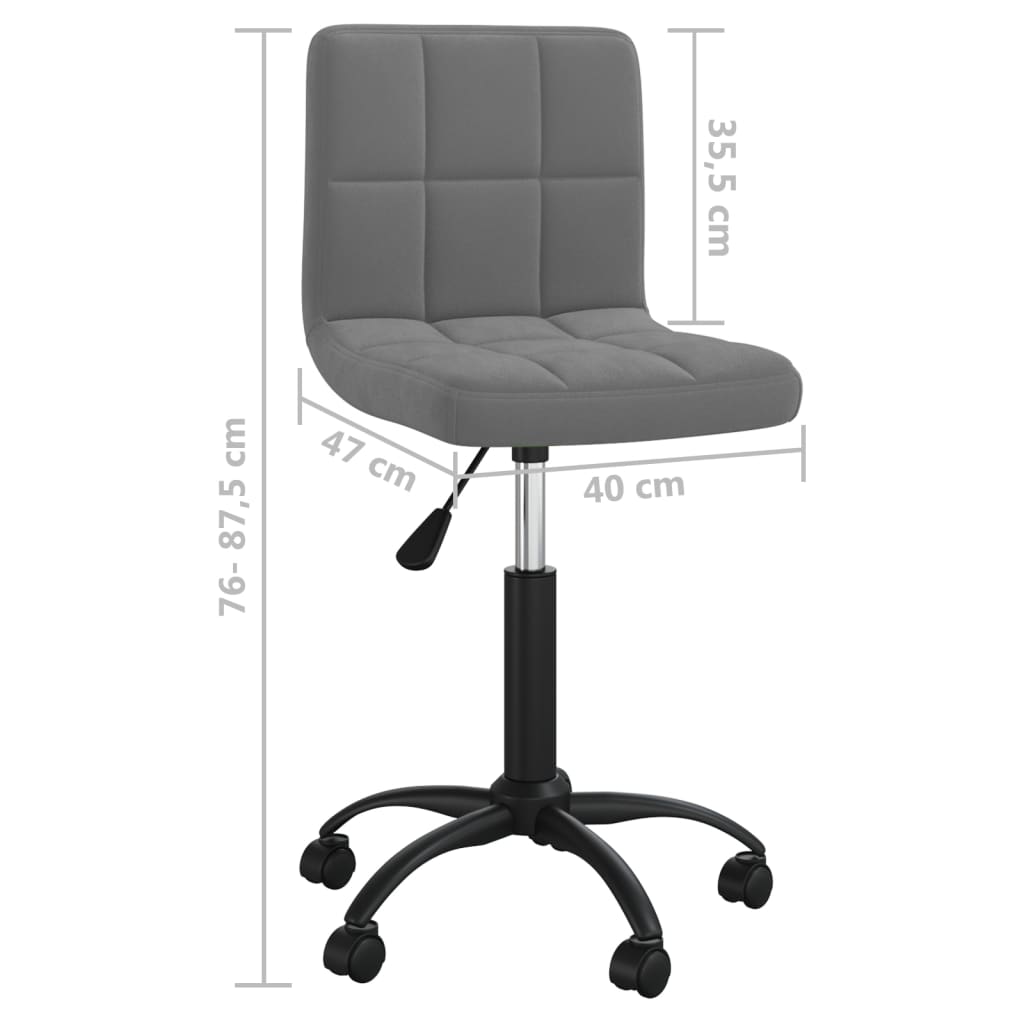 vidaXL Silla de oficina giratoria de terciopelo gris oscuro