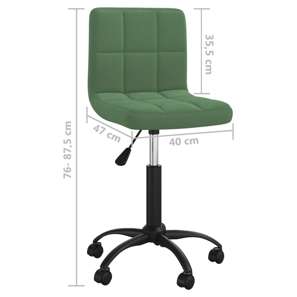 vidaXL Silla de oficina giratoria de terciopelo verde oscuro