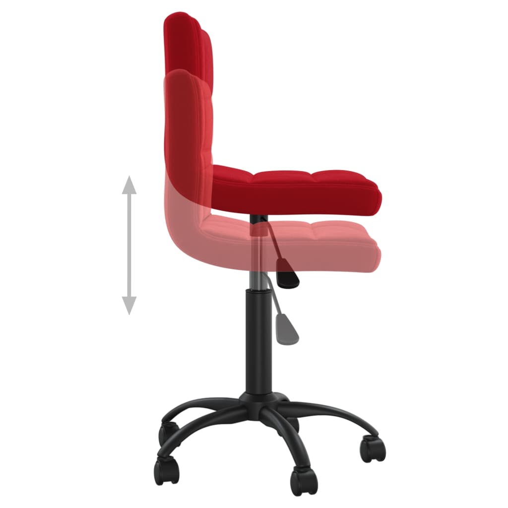 vidaXL Silla de oficina giratoria de terciopelo rojo tinto