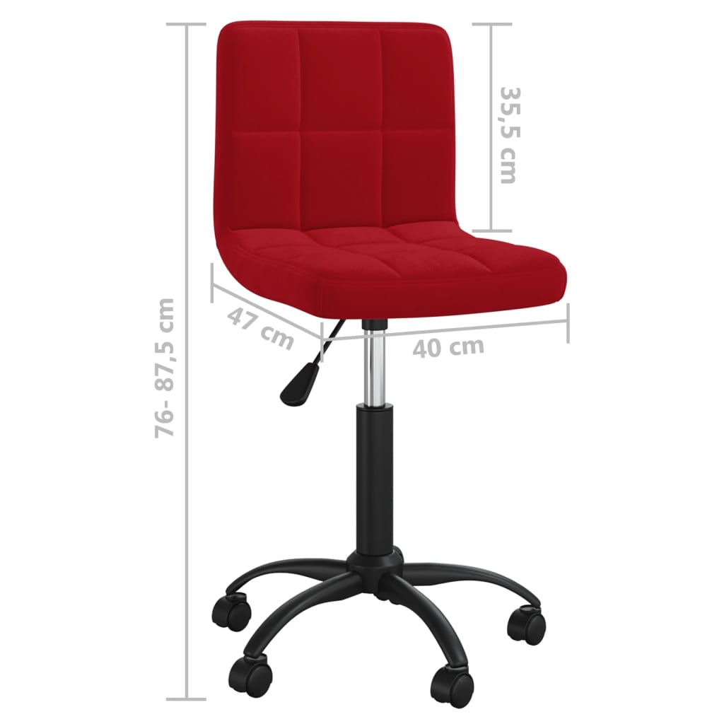 vidaXL Silla de oficina giratoria de terciopelo rojo tinto