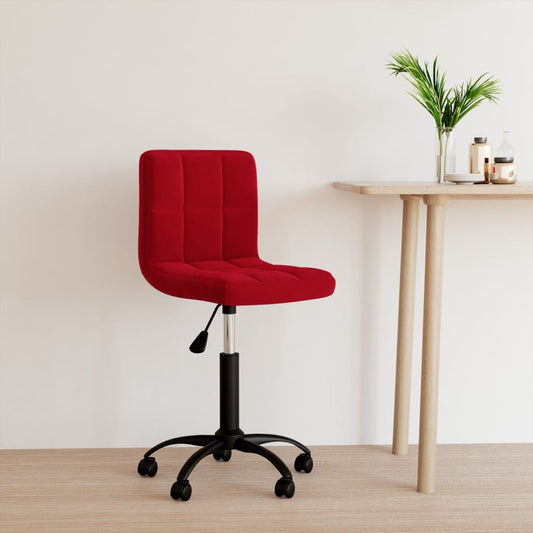 vidaXL Silla de oficina giratoria de terciopelo rojo tinto