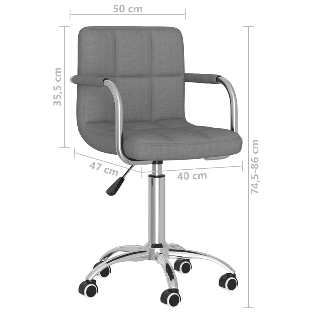 vidaXL Silla de oficina giratoria de tela gris claro