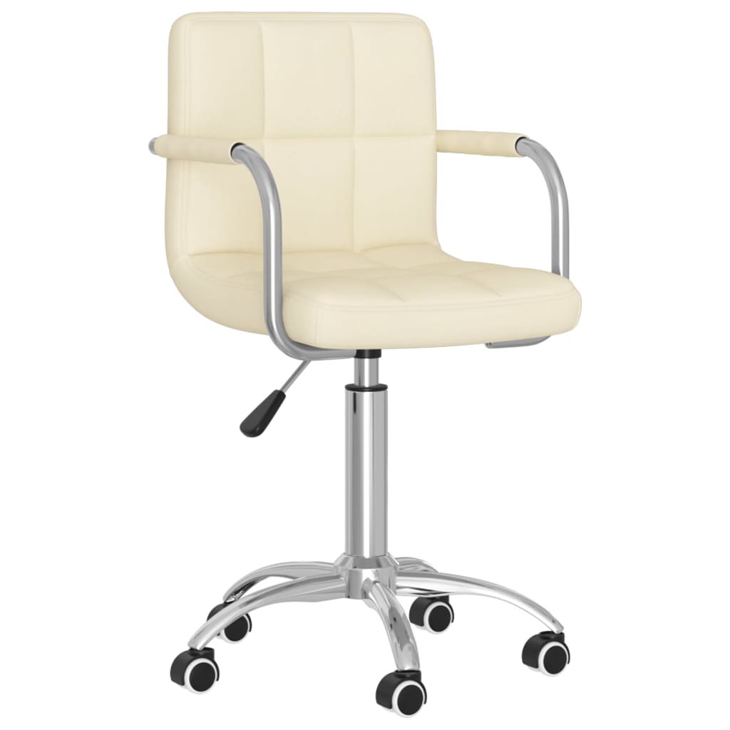 vidaXL Silla de oficina giratoria de tela color crema