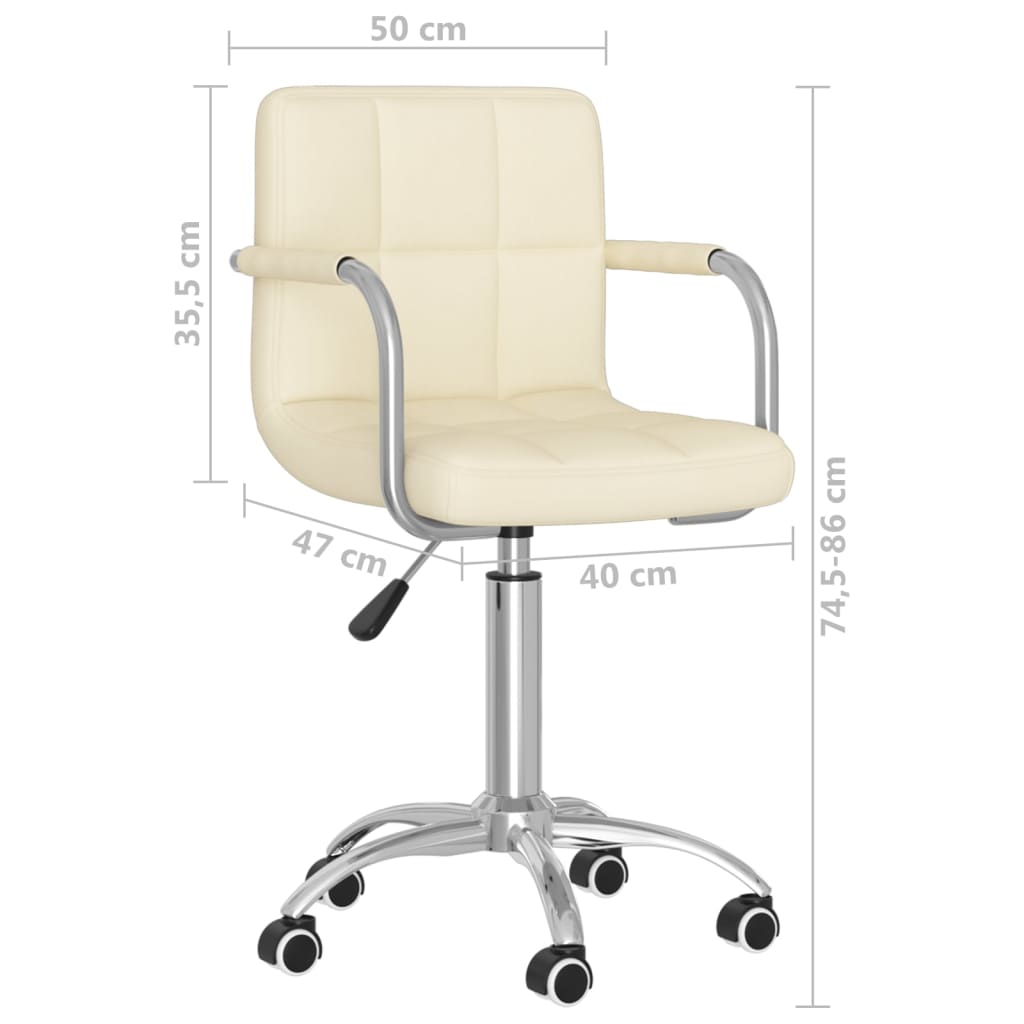 vidaXL Silla de oficina giratoria de tela color crema