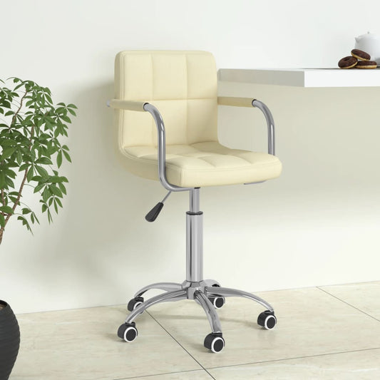 vidaXL Silla de oficina giratoria de tela color crema