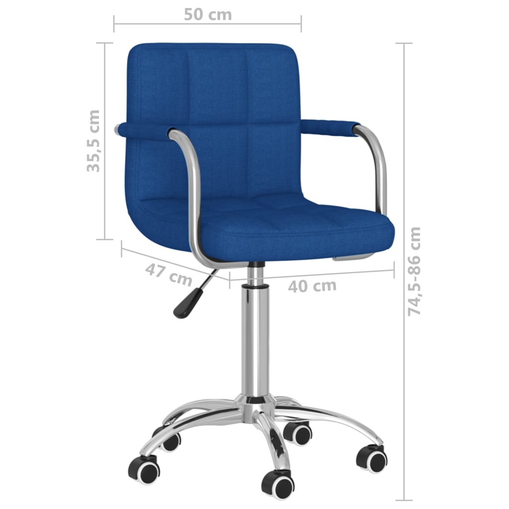 vidaXL Silla de oficina giratoria de tela azul