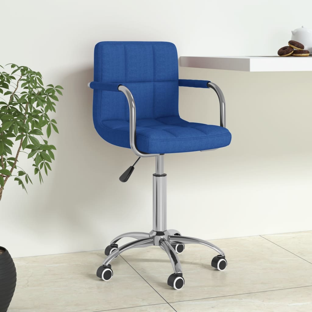 vidaXL Silla de oficina giratoria de tela azul