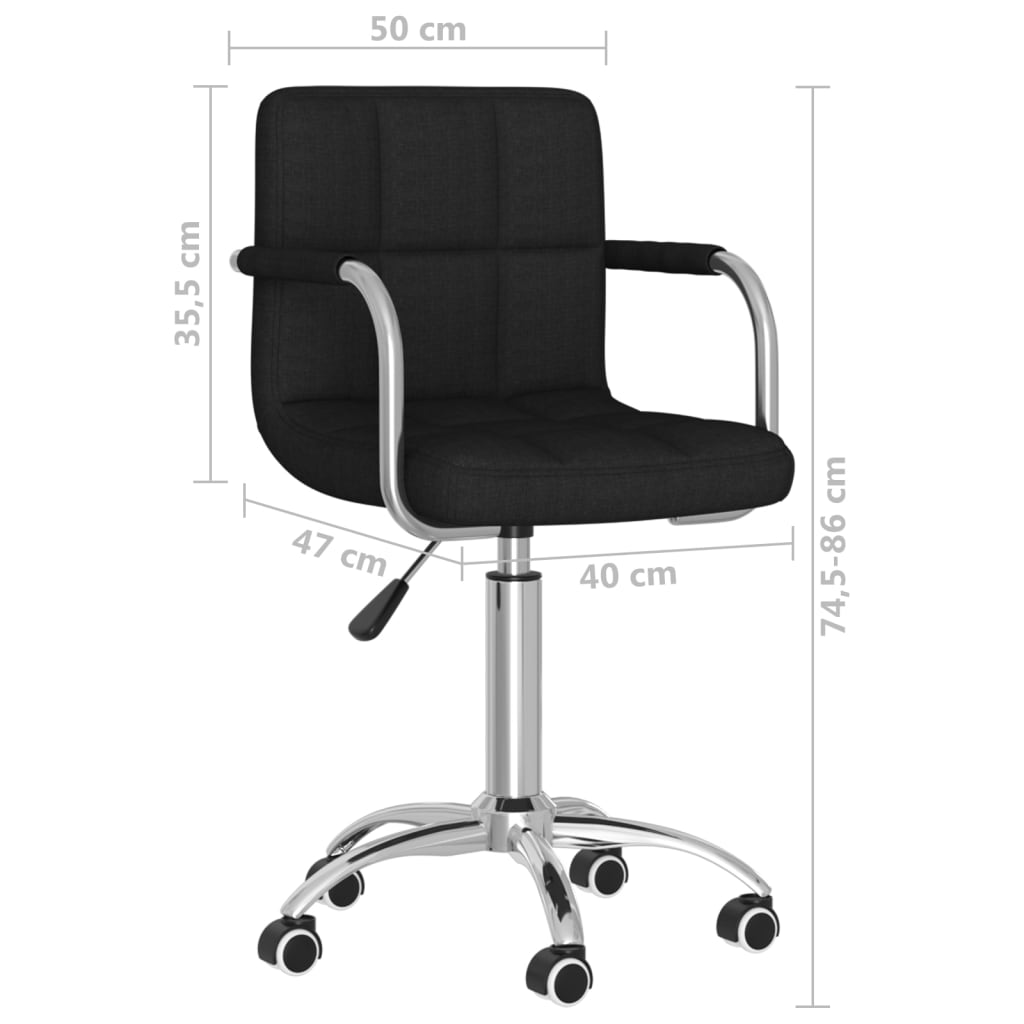 vidaXL Silla de oficina giratoria de tela negra