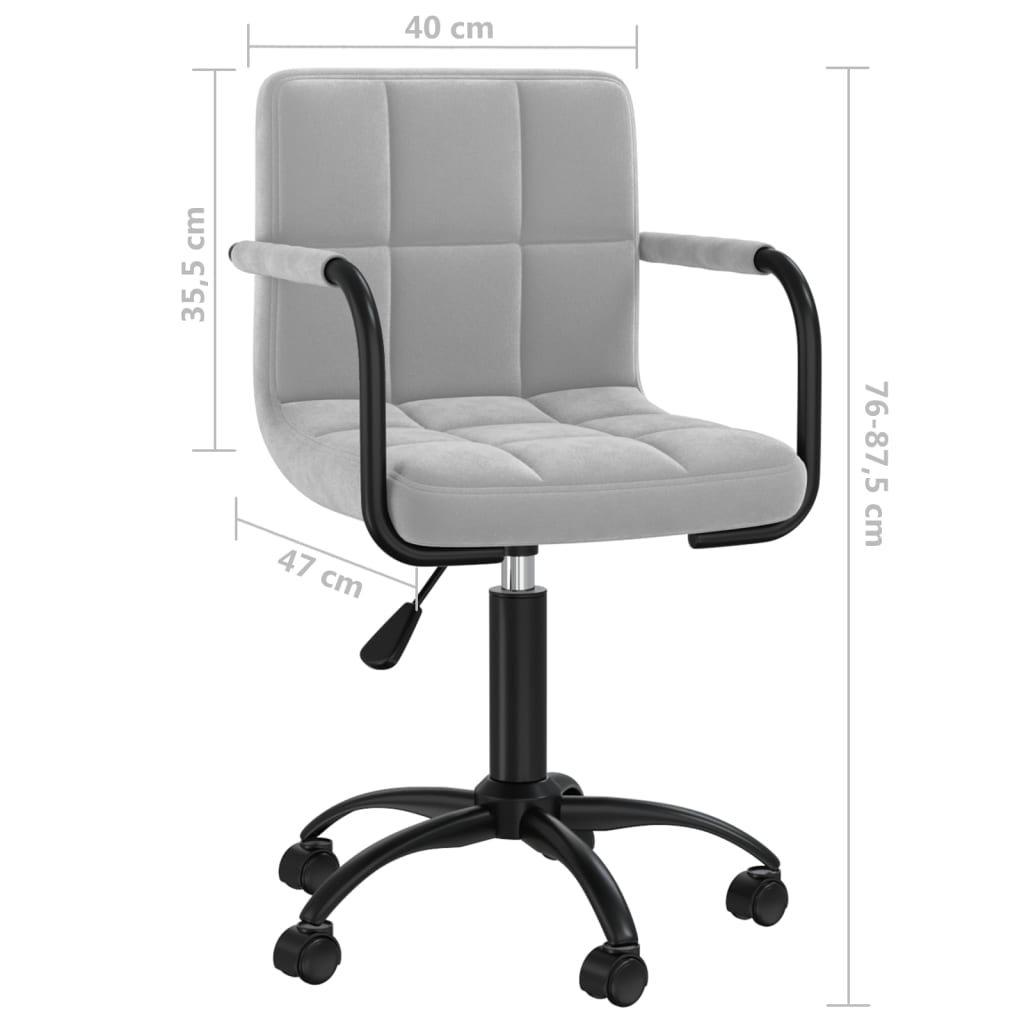 vidaXL Silla de oficina giratoria de terciopelo gris claro