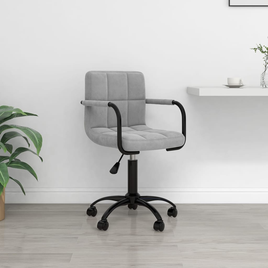 vidaXL Silla de oficina giratoria de terciopelo gris claro