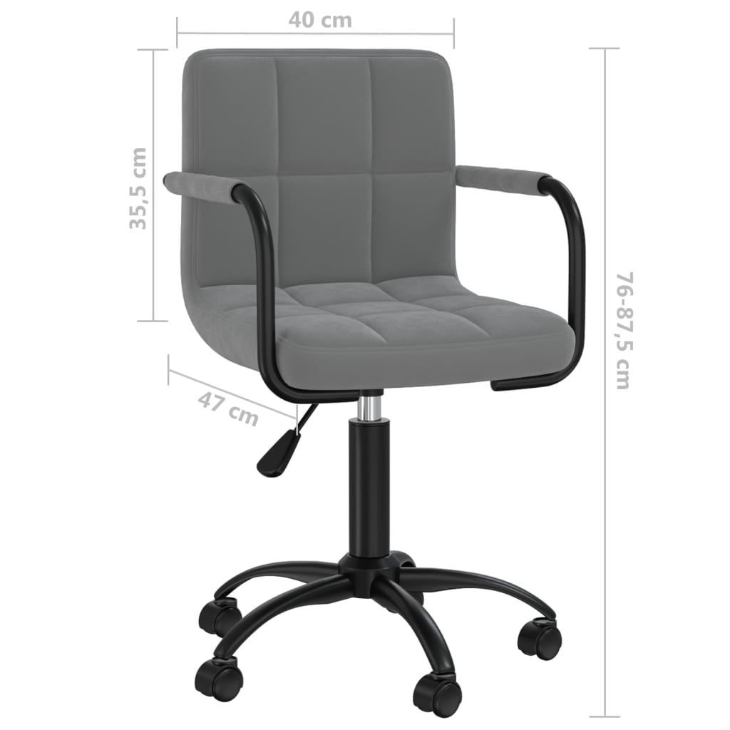 vidaXL Silla de oficina giratoria de terciopelo gris oscuro