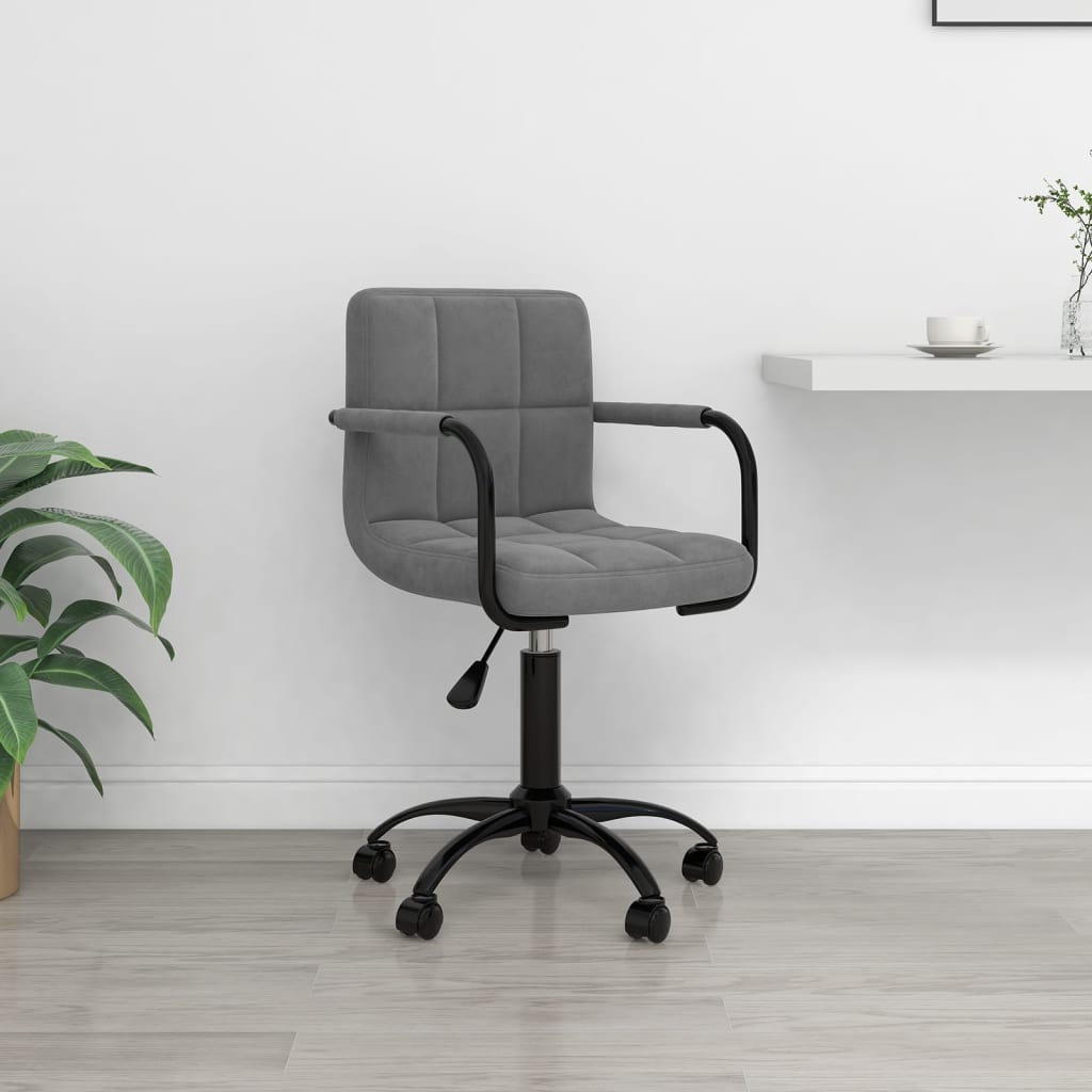 vidaXL Silla de oficina giratoria de terciopelo gris oscuro