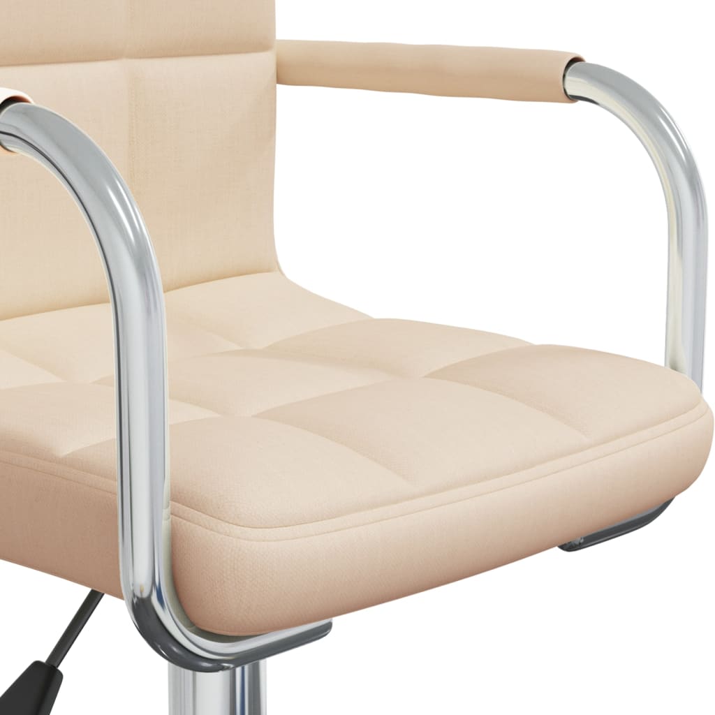 vidaXL Silla de oficina giratoria de tela color crema