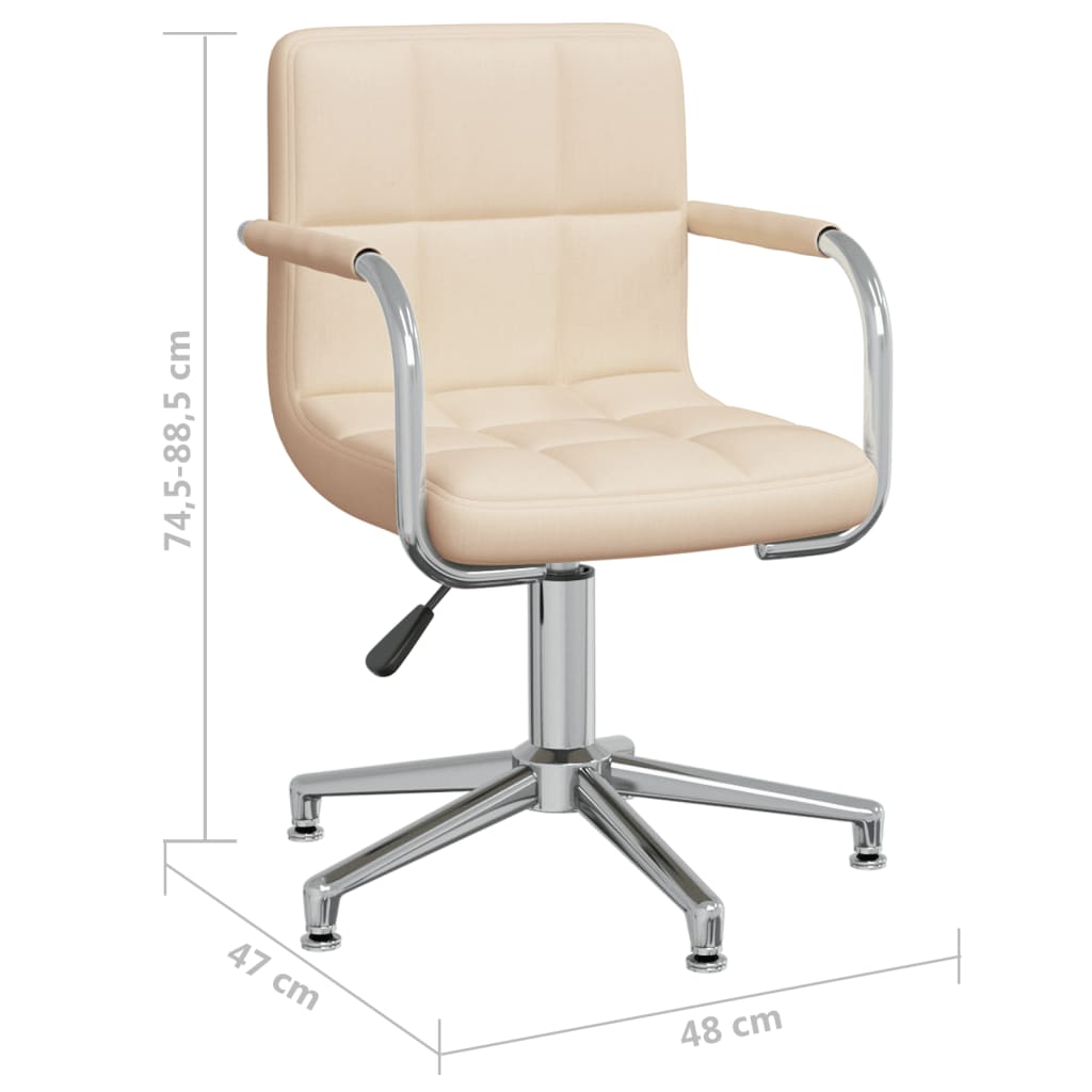 vidaXL Silla de oficina giratoria de tela color crema