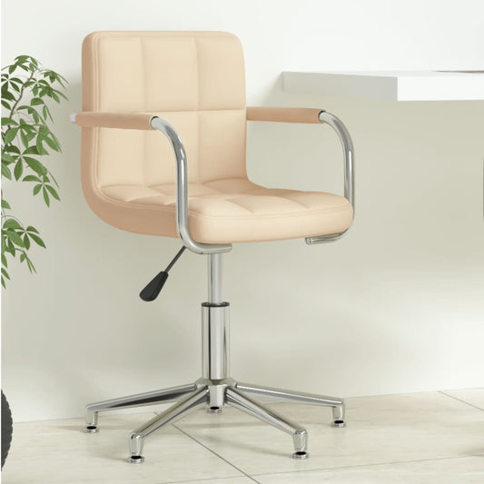 vidaXL Silla de oficina giratoria de tela color crema