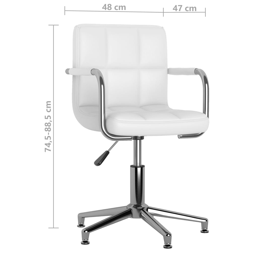 vidaXL Silla de oficina giratoria de cuero sintético blanco