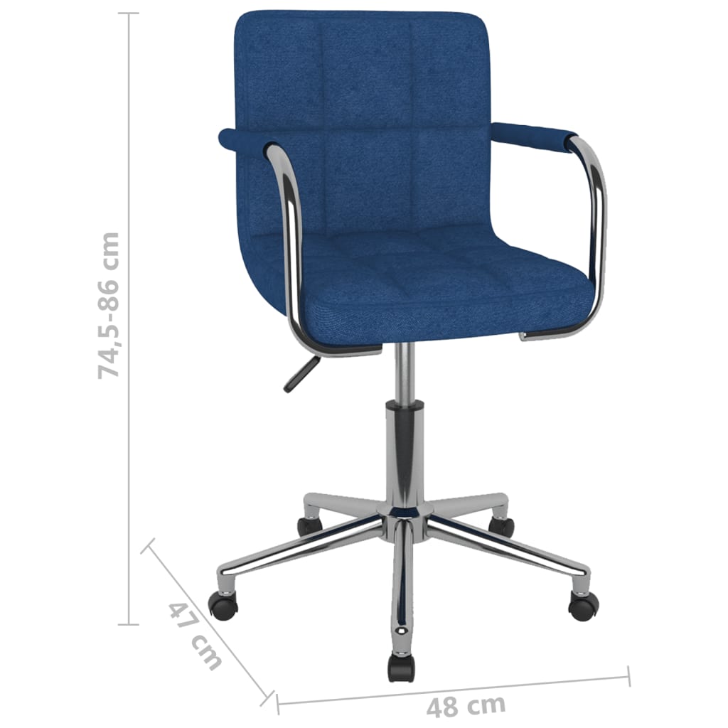 vidaXL Silla de oficina giratoria de tela azul