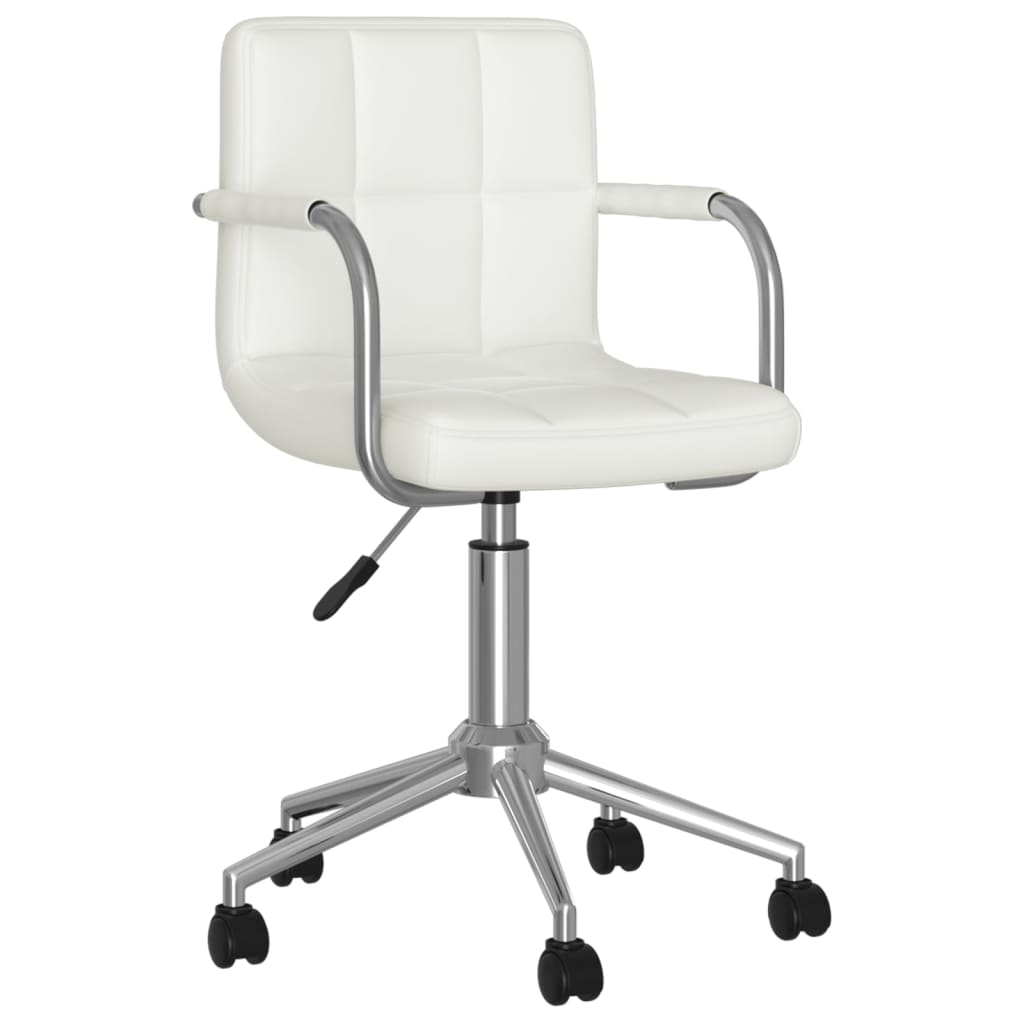 vidaXL Silla de oficina giratoria de cuero sintético blanco