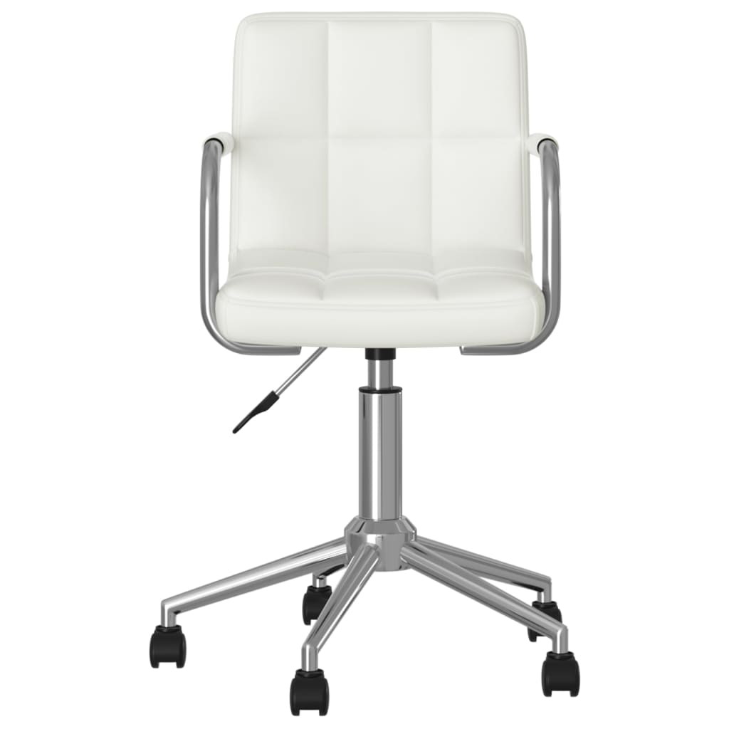 vidaXL Silla de oficina giratoria de cuero sintético blanco