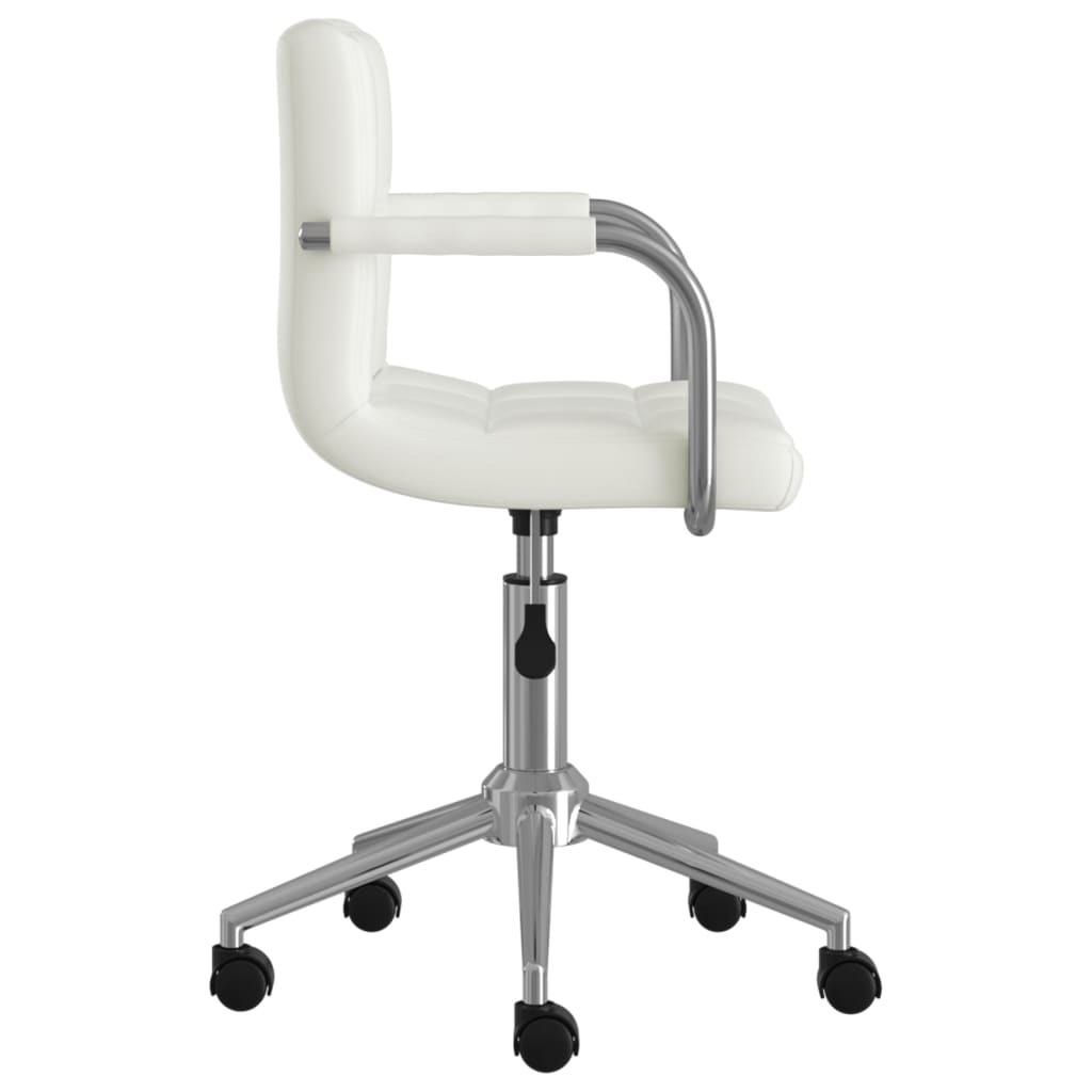 vidaXL Silla de oficina giratoria de cuero sintético blanco